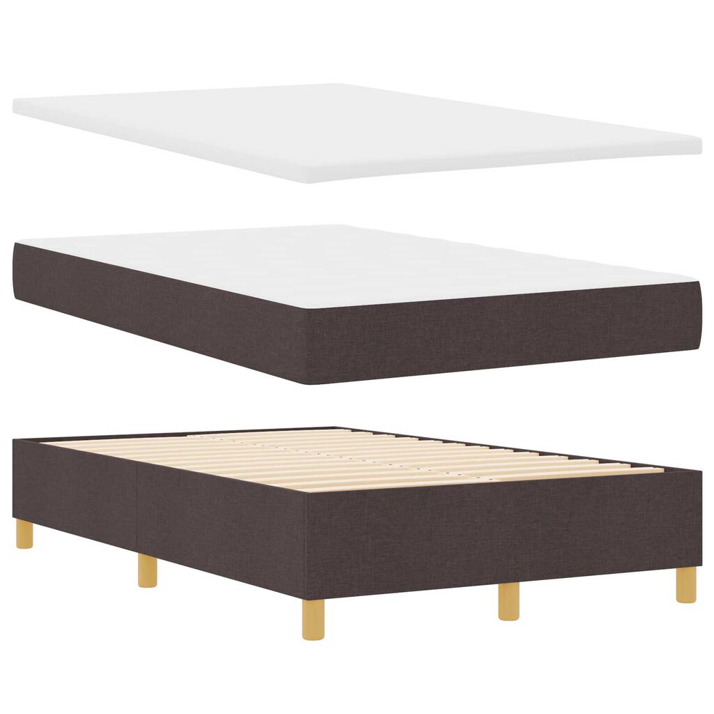 vidaXL Κρεβάτι Box Spring με Στρώμα & LED Σκούρο Καφέ 120x200 εκ Ύφασμα