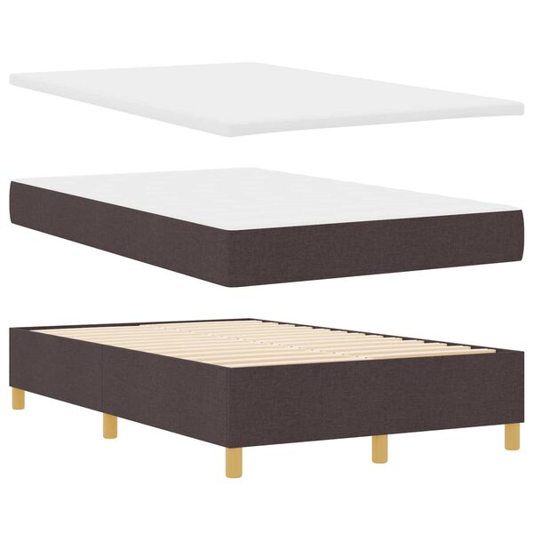 vidaXL Κρεβάτι Box Spring με Στρώμα & LED Σκούρο Καφέ 120x200 εκ Ύφασμα
