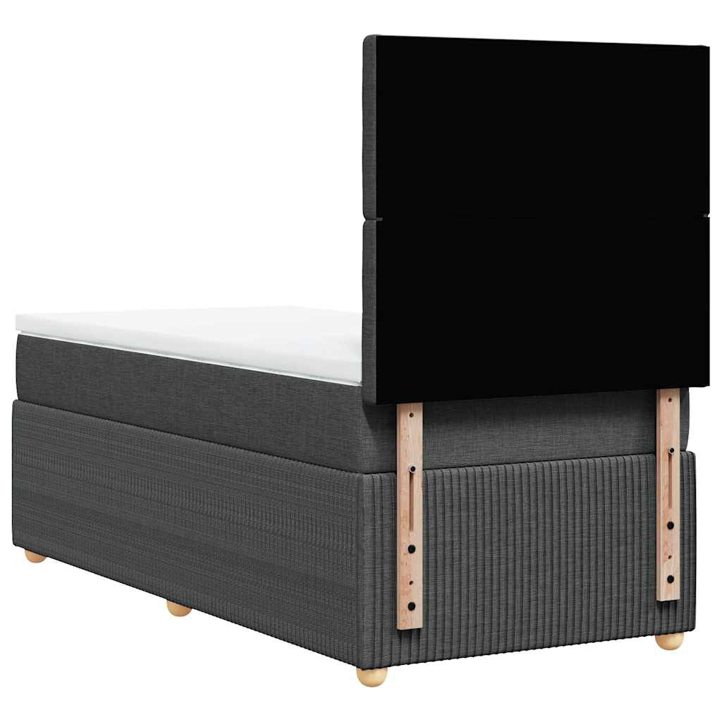 vidaXL Κρεβάτι Boxspring με Στρώμα Σκούρο Γκρι 100x200 εκ. Υφασμάτινο