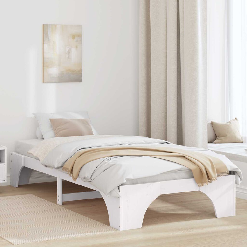 vidaXL Κρεβάτι Άσπρο Μασίφ ξύλο πεύκου 80 x 200 εκ Μινιμαλιστικό Κρεβάτι