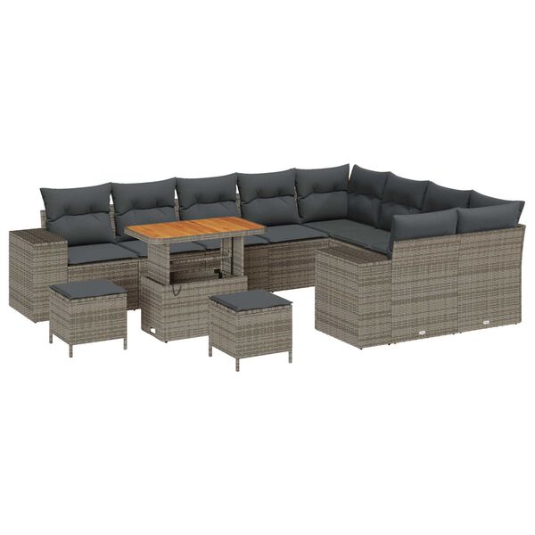 vidaXL Σετ Καναπέ Κήπου 12 pcs Γκρι συνθετικό ρατάν