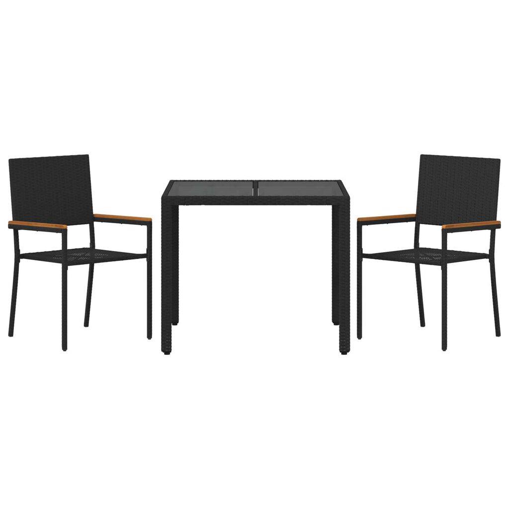 vidaXL Σέτ φαγητού για κήπο 3 pcs Μαύρο 90 x 90 x 75 cm
