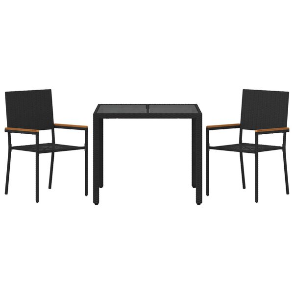 vidaXL Σέτ φαγητού για κήπο 3 pcs Μαύρο 90 x 90 x 75 cm