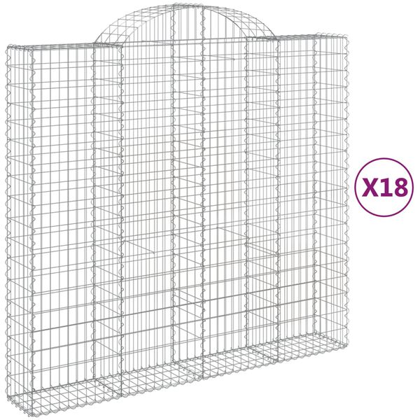 vidaXL Συρματοκιβώτια Τοξωτά 18 τεμ. 200x50x180/200 εκ. Γαλβαν. Ατσάλι