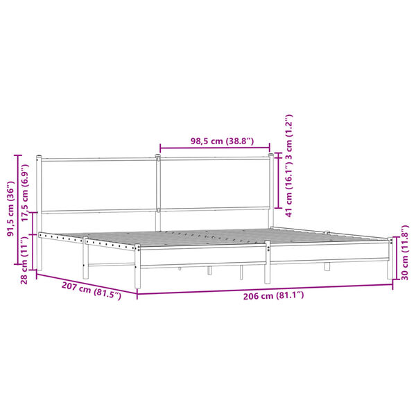 vidaXL Σκελετός Κρεβ. Χωρίς Στρώμα Sonoma Δρυς 200x200 εκ. Μεταλλικό