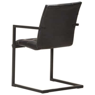 vidaXL Καρέκλες Τραπεζαρίας «Πρόβολος» 4 τεμ. Μαύρες από Γνήσιο Δέρμα