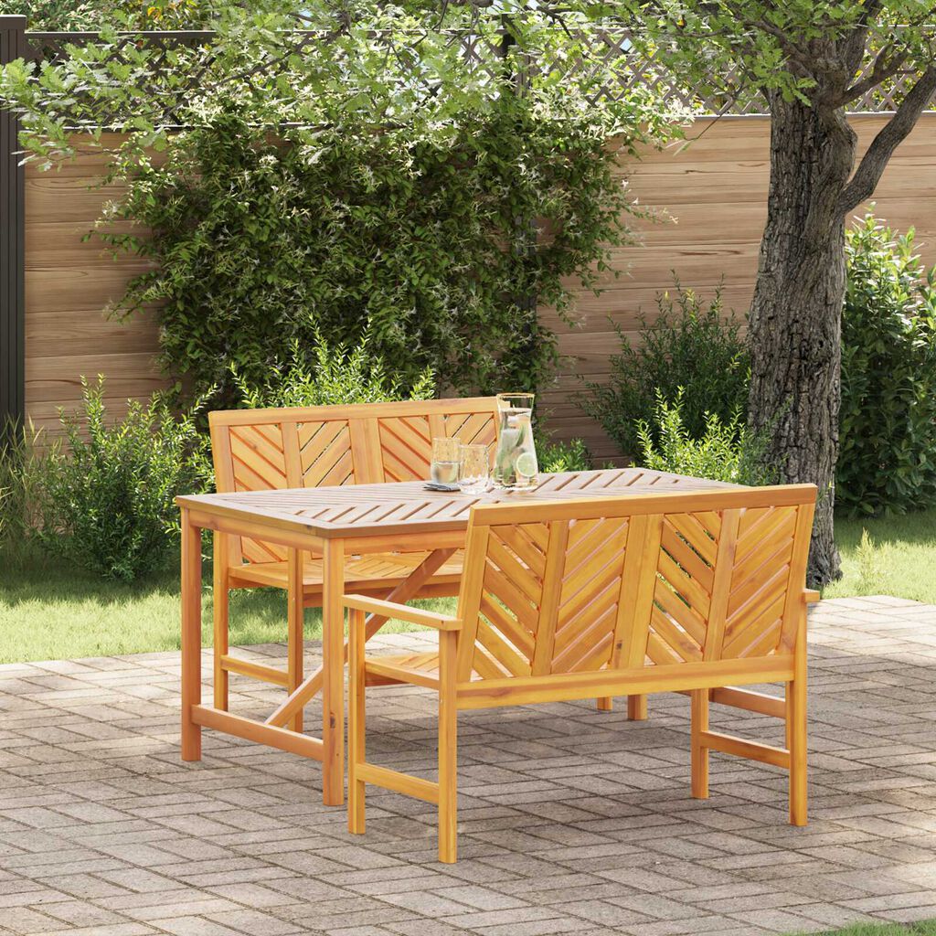 vidaXL Σέτ φαγητού για κήπο 3 pcs Καφέ 150 x 90 x 74 cm
