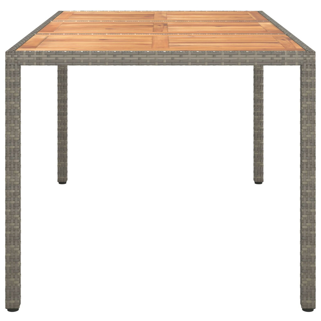 vidaXL Τραπέζι Φαγητού Κήπου Γκρι 150x90x75 εκ. Πολυ Ράτανας