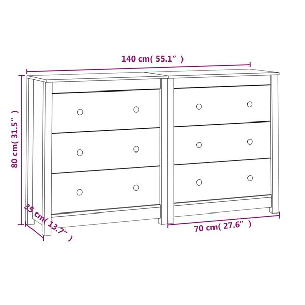 vidaXL Ντουλάπι Λευκό 140x35x80 εκ. από Μασίφ Ξύλο Πεύκου