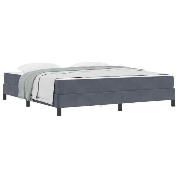 vidaXL Κρεβάτι box spring με στρώμα Σκούρο Γκρι 180 x 200 cm Βελούδο