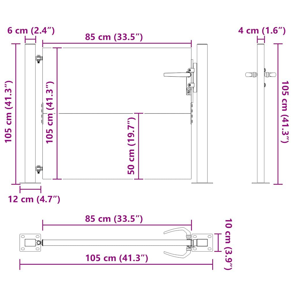 vidaXL Πύλη Κήπου 105 x 105 εκ. από Ατσάλι Corten