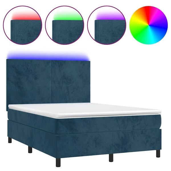 vidaXL &Kappa;&rho;&epsilon;&beta;ά&tau;&iota; Boxspring &mu;&epsilon; &Sigma;&tau;&rho;ώ&mu;&alpha; & LED &Sigma;&kappa;. &Mu;&pi;&lambda;&epsilon; 140x200&epsilon;&kappa;. &Beta;&epsilon;&lambda;&omicron;ύ&delta;&iota;&nu;&omicron;