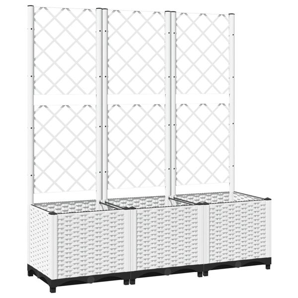 vidaXL Ζαρντινιέρα Κήπου με Καφασωτό Λευκή 120x40x136 εκ. Πολυπροπ.