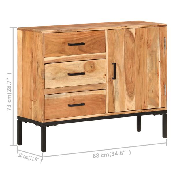 vidaXL Ντουλάπι με Συρτάρια 88 x 30 x 73 εκ. από Μασίφ Ξύλο Ακακίας