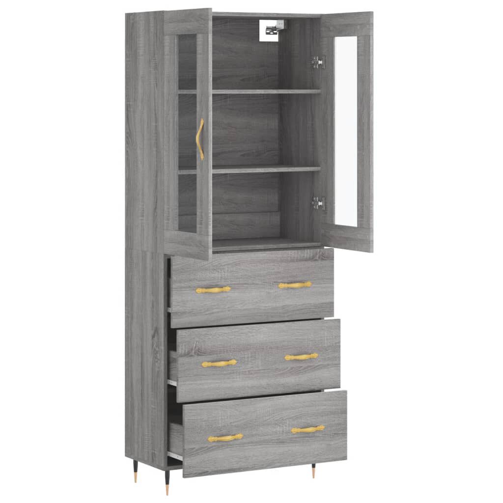 vidaXL Ντουλάπι Γκρι Sonoma 69,5 x 34 x 180 εκ. Επεξεργασμένο Ξύλο