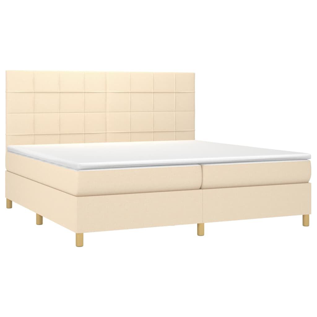 vidaXL Κρεβάτι Boxspring με Στρώμα Κρεμ 200x200 εκ. Υφασμάτινο