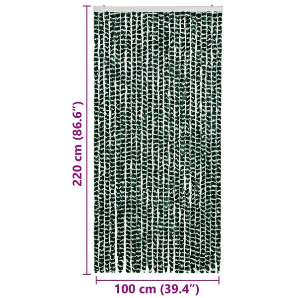 vidaXL Σήτα - Κουρτίνα Πόρτας Πράσινο / Λευκό 100 x 220 εκ. από Σενίλ