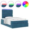 vidaXL Οθωμανικό κρεβάτι με στρώματα & LEDs Σκούρο μπλε Βελούδο