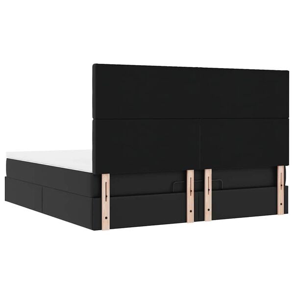 vidaXL Οθωμανικό κρεβάτι με στρώμα Μαύρο 160x200cm Faux Leather
