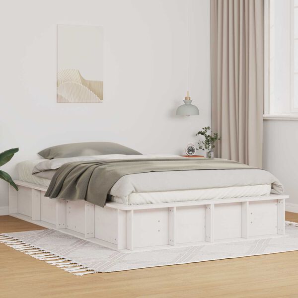 vidaXL Σκελετός Κρεβατιού Λευκό 210 x 158 x 30 εκ Στερεά ξυλεία πεύκου