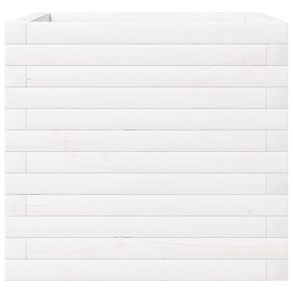 vidaXL Ζαρντινιέρα Κήπου Λευκή 50x50x46 εκ. από Μασίφ Ξύλο Πεύκου