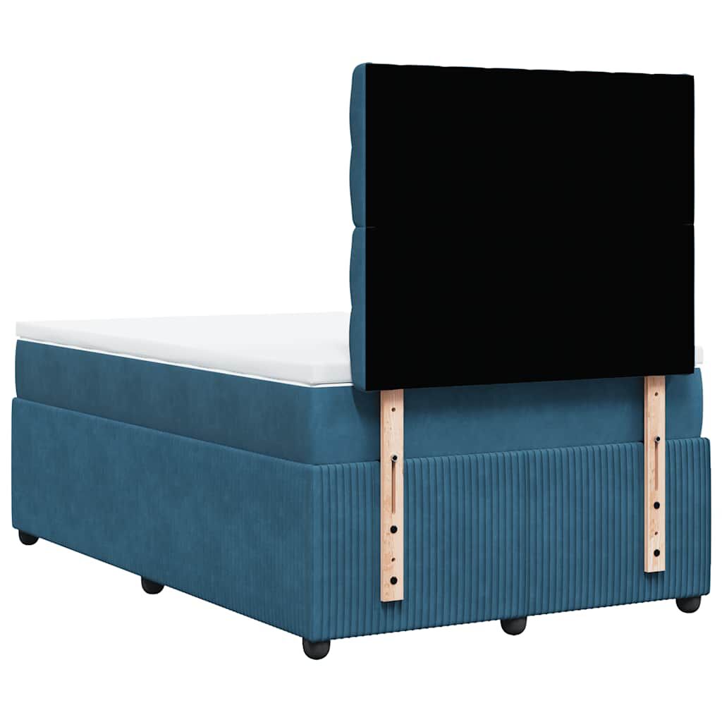 vidaXL Κρεβάτι Boxspring με Στρώμα Σκούρο Μπλε 120x200 εκ. Βελούδινο