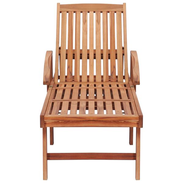 vidaXL Ξαπλώστρα από Μασίφ Ξύλο Teak με Μπλε Ρουαγιάλ Μαξιλάρι