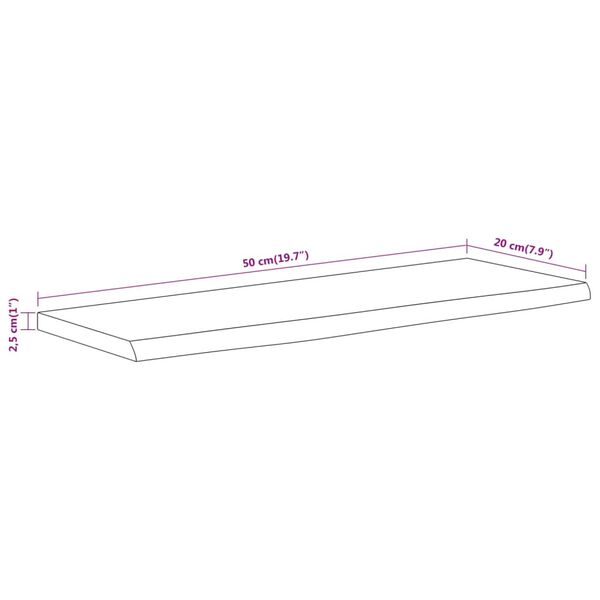 vidaXL Ράφι Επιτοίχιο Ορθ. Live Edge 50x20x2,5 εκ. Μασίφ Ξύλο Ακακίας