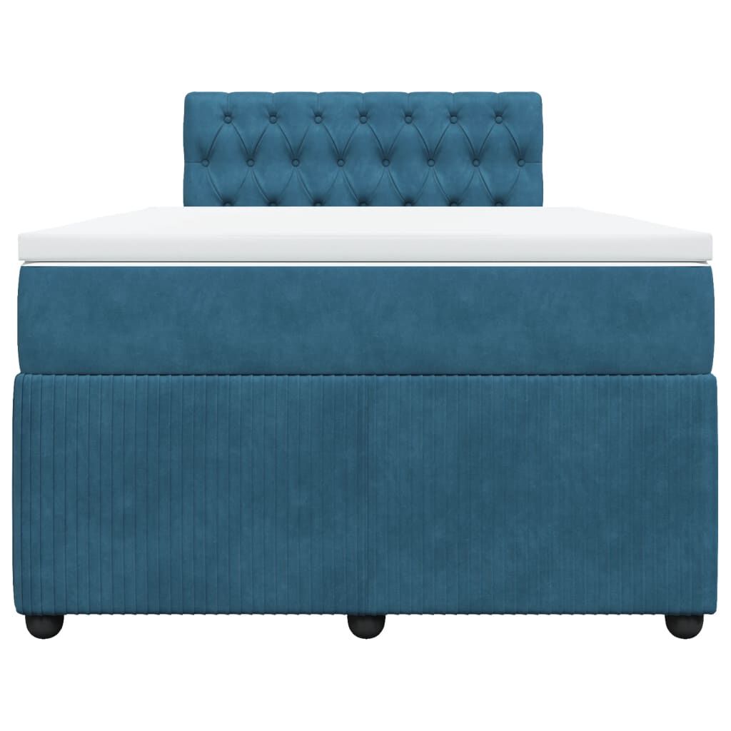 vidaXL Κρεβάτι Boxspring με Στρώμα Μπλε 120x190 εκ. Βελούδινο