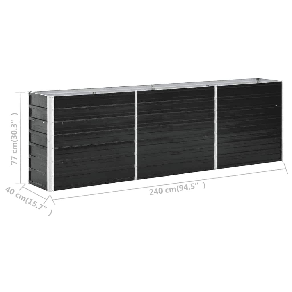 vidaXL Ζαρντινιέρα Υπερυψωμένη Ανθρακί 240x40x77 εκ. Γαλβαν. Χάλυβας