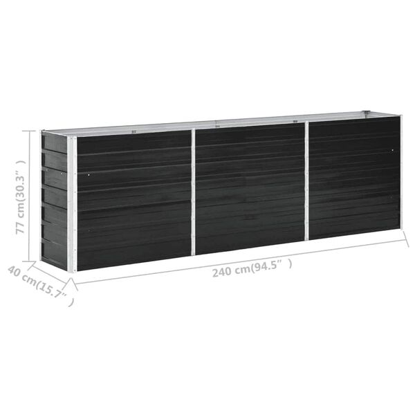 vidaXL Ζαρντινιέρα Υπερυψωμένη Ανθρακί 240x40x77 εκ. Γαλβαν. Χάλυβας