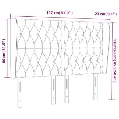 vidaXL Κεφαλάρι με Πτερύγια Μπλε 147x23x118/128 εκ. Υφασμάτινο