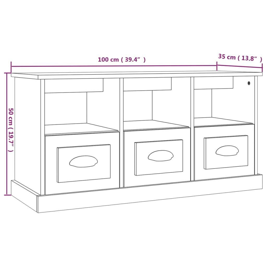 vidaXL Έπιπλο Τηλεόρασης Γκρι Sonoma 100x35x50 εκ. Επεξεργασμένο Ξύλο