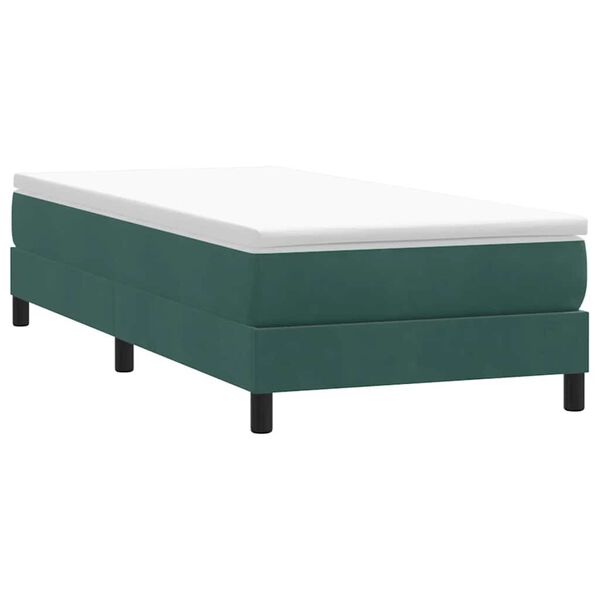 vidaXL Box Spring Κρεβάτι με στρώμα Σκούρο πράσινο 80x210 cm Velvet