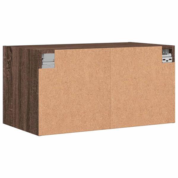 vidaXL Ντουλάπι Τοίχου Καφέ Δρυς 68,5x37x35 εκ. Γυάλινες Πόρτες