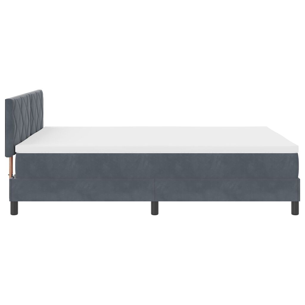 Κρεβάτι Box Spring με στρώμα vidaXL Σκούρο Γκρι 160x200 εκ Βελούδο