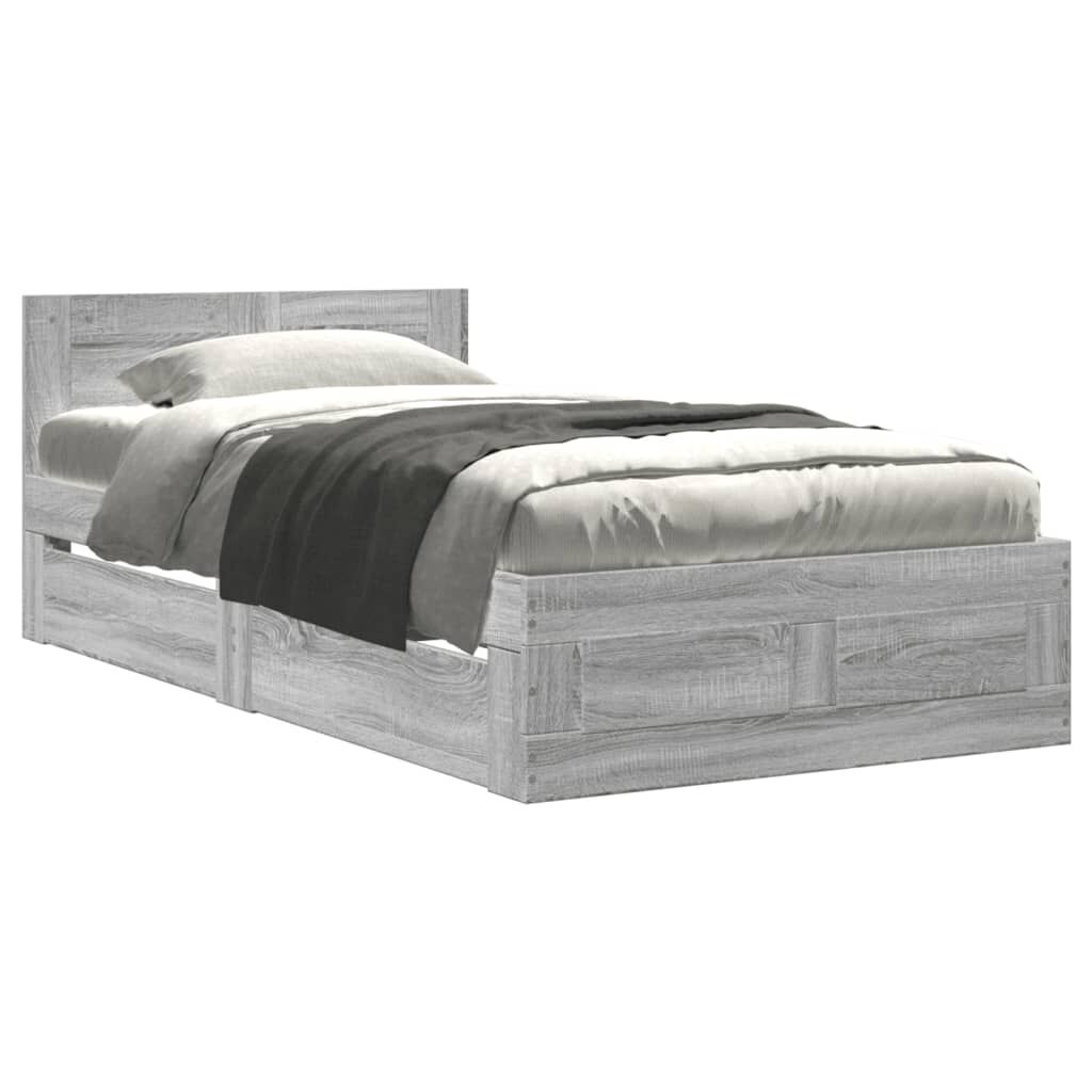 vidaXL Πλαίσιο Κρεβατιού με Κεφαλάρι Γκρι Sonoma 90x190 εκ. Επεξ. Ξύλο