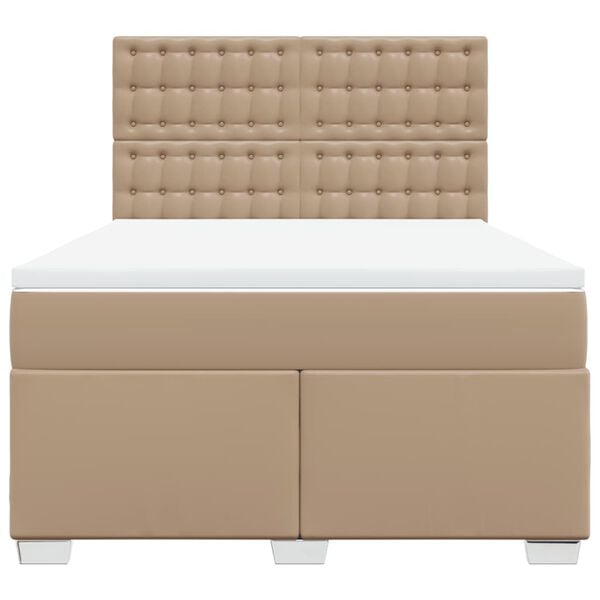 vidaXL Κρεβάτι Boxspring με Στρώμα Καπουτσίνο 140x190εκ.από Συνθ.Δέρμα