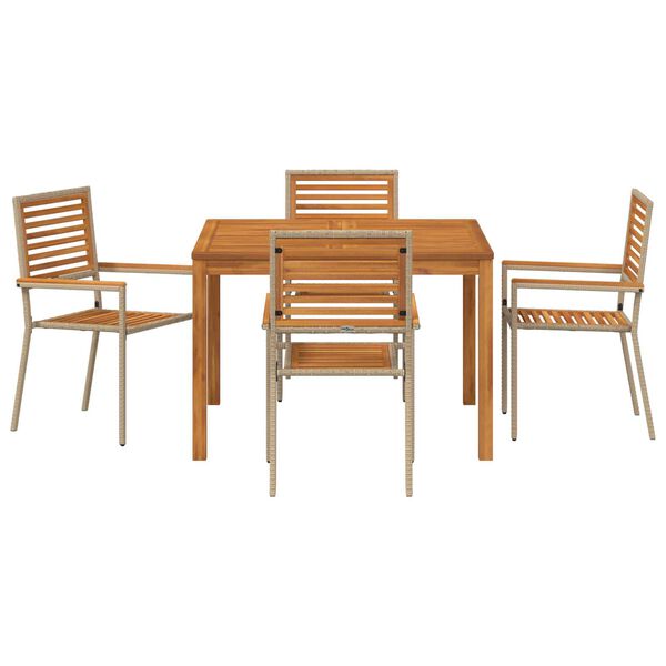 vidaXL Σέτ φαγητού για κήπο 5 pcs Μπεζ Πολυ ράταν