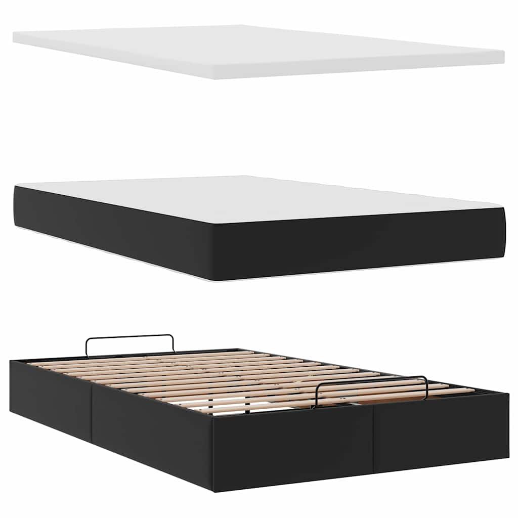 vidaXL Οθωμανικό κρεβάτι με στρώμα Μαύρο 120x200 cm Faux Leather