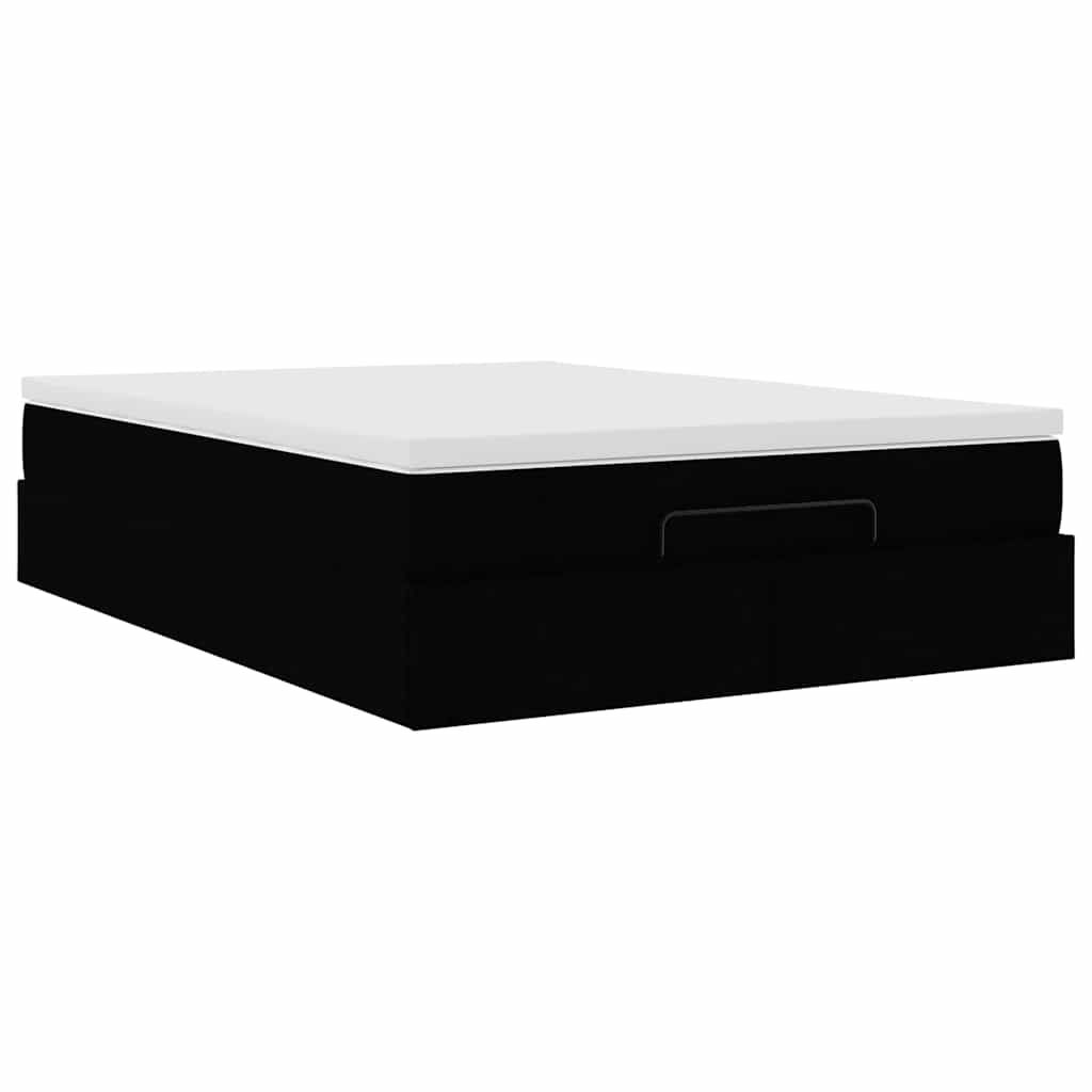 vidaXL Οθωμανικό κρεβάτι με στρώμα Μαύρο 140x190cm Ύφασμα