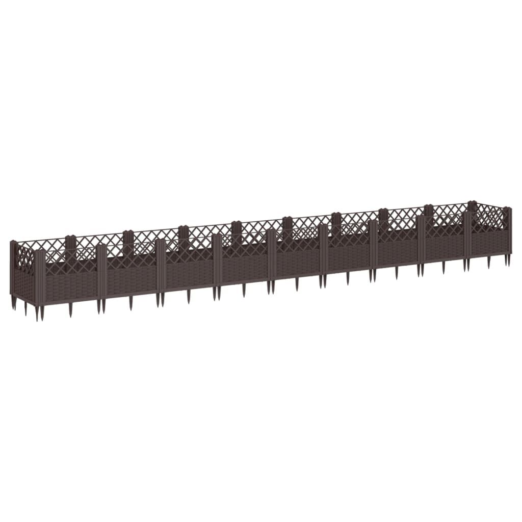 vidaXL Ζαρντινιέρα με Πασσάλους Καφέ 363,5x43,5x43,5εκ. Πολυπροπυλένιο