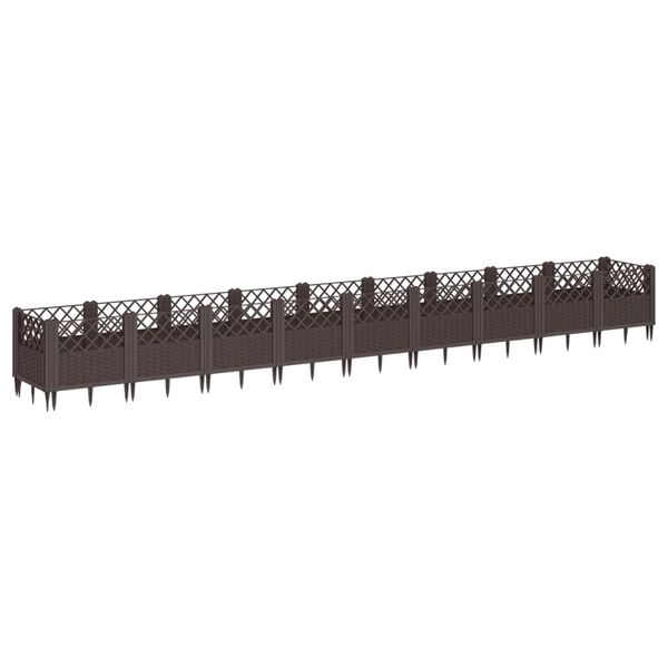 vidaXL Ζαρντινιέρα με Πασσάλους Καφέ 363,5x43,5x43,5εκ. Πολυπροπυλένιο