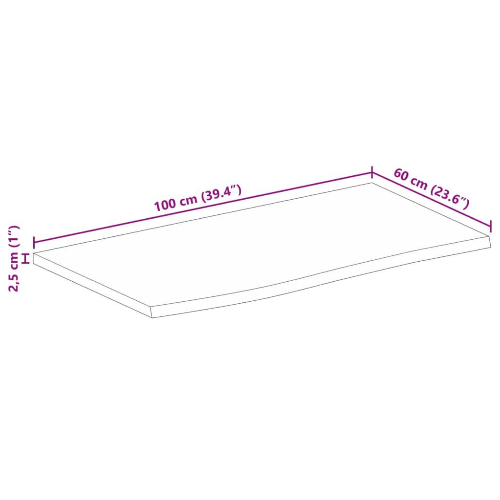 vidaXL Επιφάνεια Τραπεζιού 100x60x2,5 εκ. Live Edge Μασίφ Ξύλο Μάνγκο