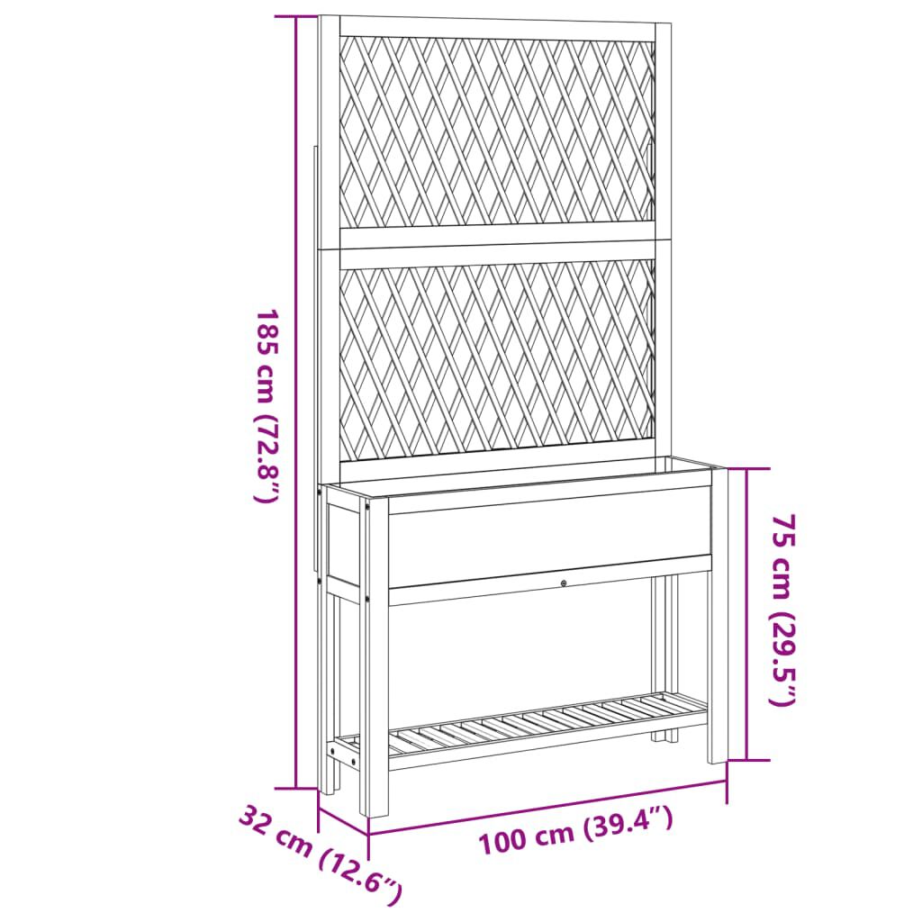 vidaXL Γλάστρα με Καφασωτό / Ράφι 100x32x185 εκ. Μασίφ Ξύλο Ακακίας