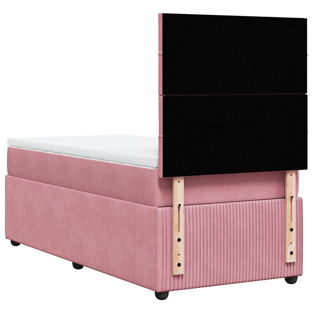 vidaXL Κρεβάτι Boxspring με Στρώμα Ροζ 100x200 εκ. Βελούδινο