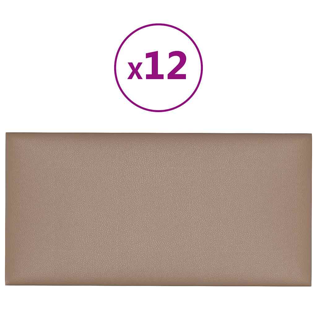 vidaXL Πάνελ Τοίχου 12 τεμ. Καπουτσίνο 30x15 εκ. 0,54 μ² Συνθ. Δέρμα