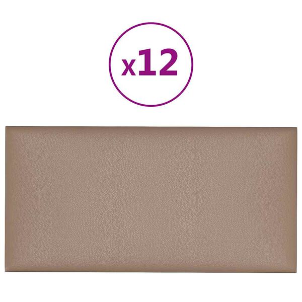 vidaXL Πάνελ Τοίχου 12 τεμ. Καπουτσίνο 30x15 εκ. 0,54 μ² Συνθ. Δέρμα