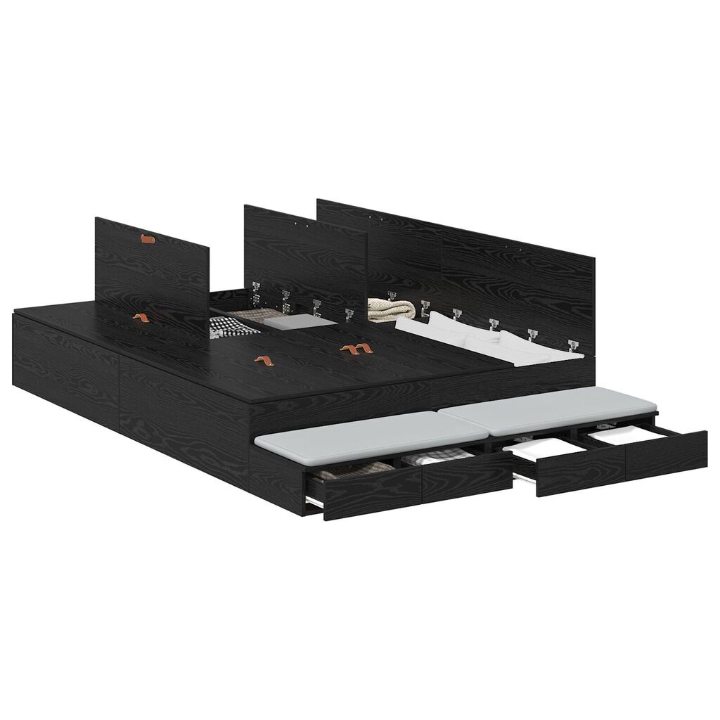 vidaXL Κρεβάτι Αποθήκευσης Μαύρο Δρυς 150x200 εκ