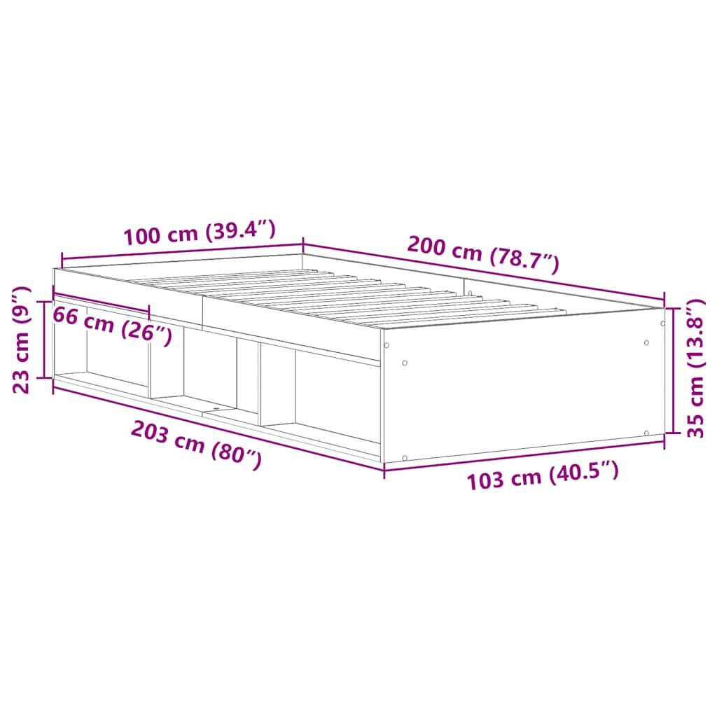 vidaXL Πλαίσιο Κρεβατιού Sonoma Δρυς 100x200 εκ.